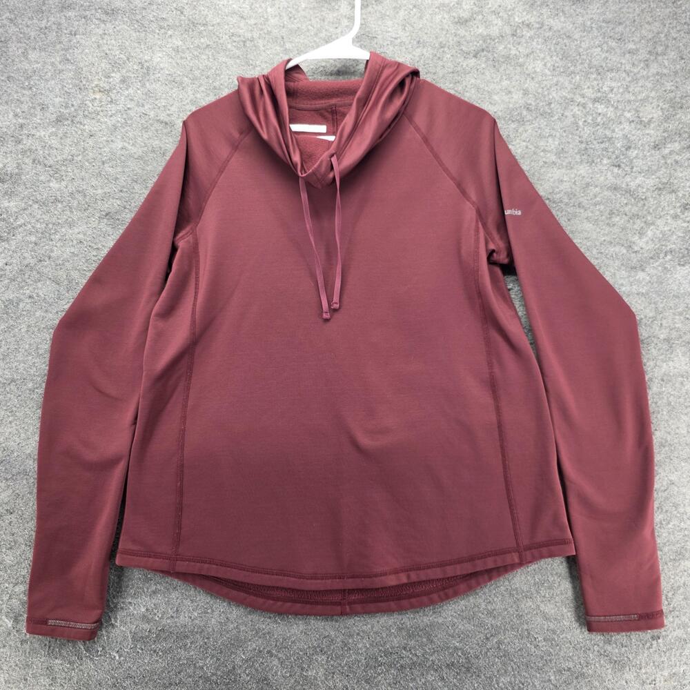 Columbia Hoodie Womens L Red Pullover Hooded Omni-Wick Fleece Lightweight